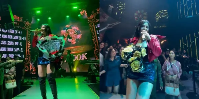Momen Novi Rizki Banjir Saweran dan Buket Bunga Saat Perform