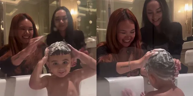 Momen Shafa Harris Dan Shabina Mecca Mandikan Anak Jennifer Dunn, Jadi Adik Laki-Laki Satu-satunya