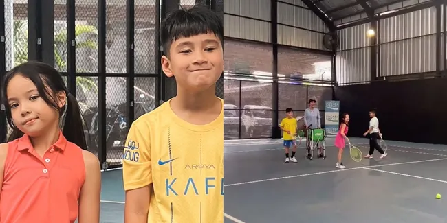 7 Potret Gempi dan Rafathar Main Tenis Bareng, Langsung Ditangisi Rayyanza Saat Gempi Pulang