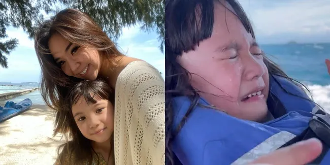 8 Potret Lucunya Gempi Nangis Ketakutan di Atas Perahu Saat Liburan, Panik Angin Laut Kencang