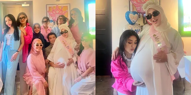 Sahabatan, 8 Potret Oline Mendeng Hadir di Baby Shower Syahrini - Aura Bumil Terpancar Sambil di Pangku Reino Barack