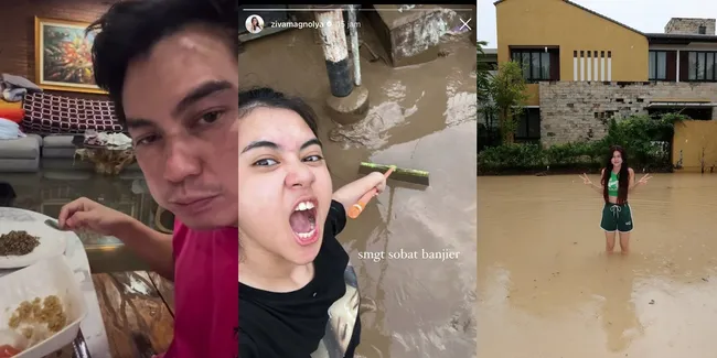 Sederet Seleb Perlihatkan Rumah yang Terendam Banjir, Ziva Magnolya Pakai Pel Bersihkan Lumpur - Baim Wong Sahur di Tengah Air Menggenang