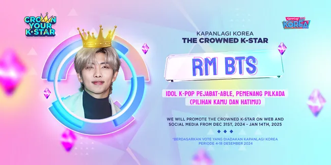 Selamat! RM BTS Pemenang CROWN YOUR K-STAR "Idol K-Pop Pejabat-able, Pemenang Pilkada (Pilihan Kamu dan Hatimu)"