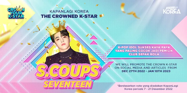 Selamat! S.Coups SEVENTEEN Sebagai THE CROWNED K-STAR KapanLagi Korea ‘Idol K-Pop Paling Cocok Jadi Pemilik Club Sepak Bola’