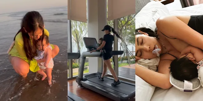 10 Potret Estelle Linden Bagikan Momen Jadi Ibu, Olahraga Sambil Gendong Bayi - Menyusui si Kecil Sampai Ketiduran