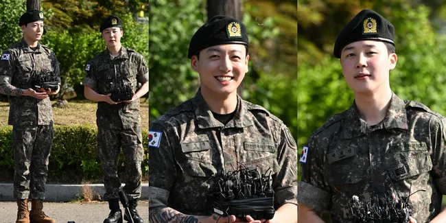 10 Potret Jimin dan Jungkook BTS Resmi Selesai Wamil, Pancarkan Pesona Pria Berseragam - Sapa ARMY dengan Senyum Sumringah