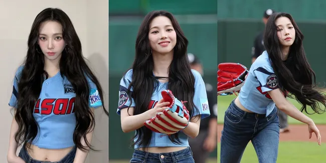 10 Potret Karina aespa Lakukan First Pitch Pertandingan Baseball, Visual dan Lemparannya Effortless Tapi Ber-damage