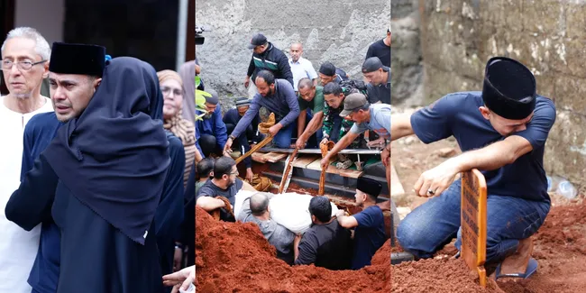 10 Potret Pemakaman Ibunda Ramzi, Tangis Keluarga Pecah - Asila Maisa Kuatkan Sang Ayah dengan Pelukan Erat