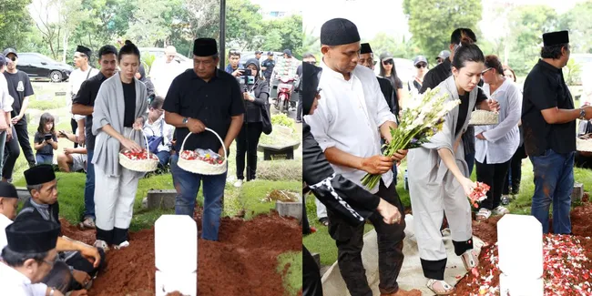 10 Potret Suasana Pemakaman Ibunda Michelle Joan, Tak Kuasa Menahan Tangis Saat Ikut Mengantar