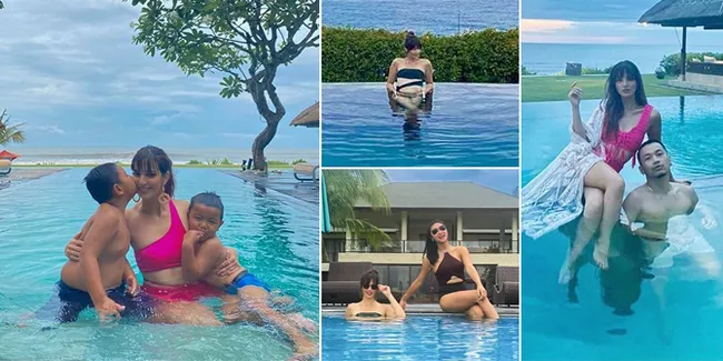6 Foto Nia Ramadhani Pakai Bikini Saat Liburan di Bali, Pamer Body Goals - Renang Bareng Anak