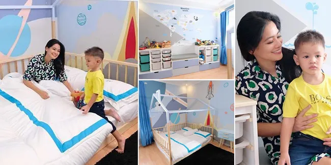 7 Foto Penampakan Kamar Kai & Juna Putra Titi Kamal, Bertema Luar Angkasa - Dihiasi Peta Dunia