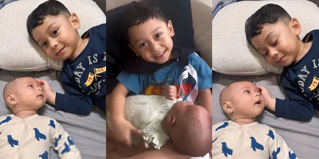 7 Momen Levian Anak Lesti Kejora & Rizky Billar Belajar Momong Adiknya, Leshia Dinyanyikan Lagu Unik