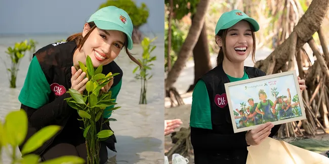 7 Potret Cinta Laura Sukarela Menanam Mangrove di Pulau Pari, Bantu Lestarikan Hutan Pesisir