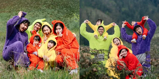 7 Potret Felicya Angelista & Caesar Hito Bikin Foto Keluarga Teletubbies di Bukit Teletubbies Bromo, Kompak Pakai Kostum