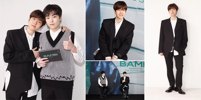 7 Potret Ganteng Baekyun EXO di Preskon 'BAMBI', Ditemani Xiumin yang Bertugas Jadi MC
