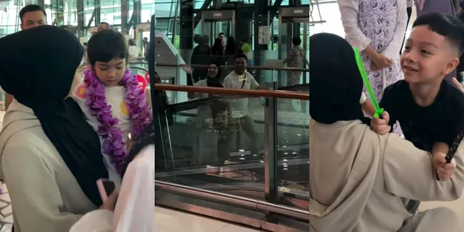 7 Potret Irish Bella Pulang Haji, Peluk Kangen Anak-Anaknya yang Ikut Jemput ke Bandara