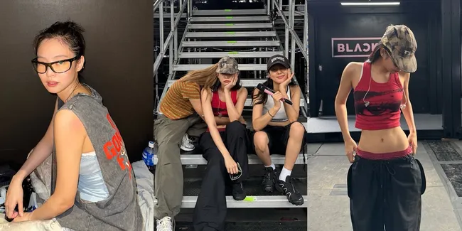 7 Potret Jennie Gladi Resik Konser BLACKPINK, Kucel Keringetan Bareng Jisoo, Lisa & Rose