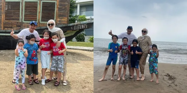 7 Potret Liburan Pasha Ungu Bareng Istri dan Empat Anaknya, Main Pasir Pantai - Renang di Resort Tepi Laut