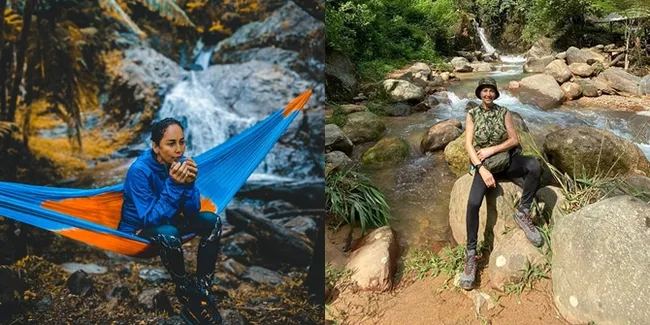 7 Potret Meriam Bellina Bintang 'BUKU HARIAN SEORANG ISTRI' Saat Menyatu dengan Alam, Tiduran di Sungai - Naik Gunung Batur
