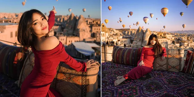 8 Foto Fuji Jalani Pemotretan di Cappadocia, Cantik Paripurna Pakai Gaun Merah