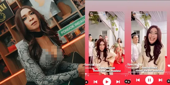 8 Potret Aming Awkward Ketemu Ustaz Maulana Saat Pakai Payudara Palsu, Langsung Salaman dan Tampak Malu