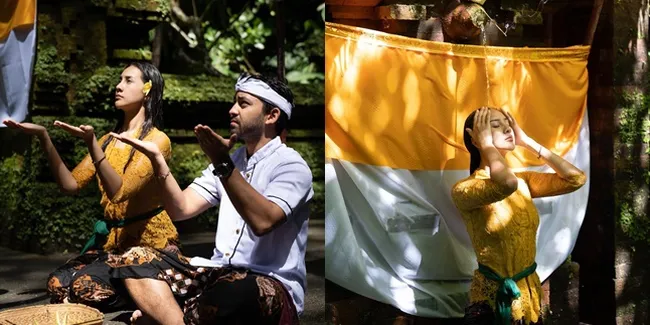 8 Potret Anya Geraldine Jalani Ritual Melukat, Penampilannya Pakai Busana Adat Tuai Pujian