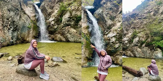 8 Potret Astrid Kuya Hiking ke Air Terjun di Los Angeles, Gantikan Hijab dengan Hoodie - Akur dengan Calon Mantu