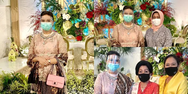8 Potret Bella Saphira Hadiri Pesta Pernikahan, Tetap Pakai Masker dan Face Shield Meskipun Dandan Cetar