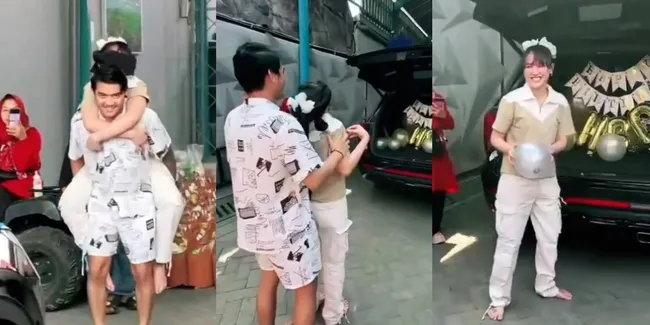 8 Potret Detik-Detik Happy Asmara Dapat Kado Mobil Mewah di Momen Ultah, Digendong Gilga Sahid - Nangis Terharu