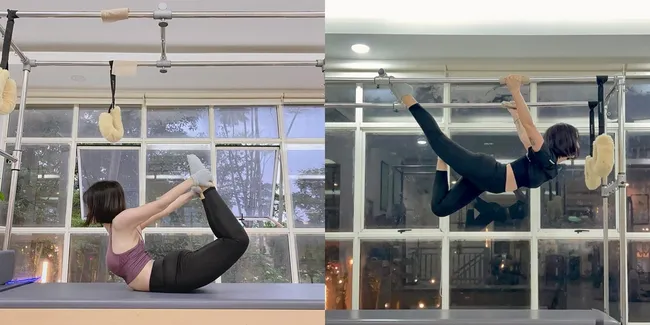 8 Potret Gaya Jungkir Balik Clairine Clay Istri Joshua Saat Pilates, Lentur Banget - Netizen: Kalau Cewek Mah Kalajengqueenin