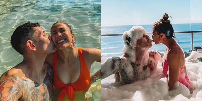 8 Potret Hot Liburan Andrea Dian dan Ganindra Bimo di Bali, Ciuman di Pantai - Mandi Bareng di Bathub