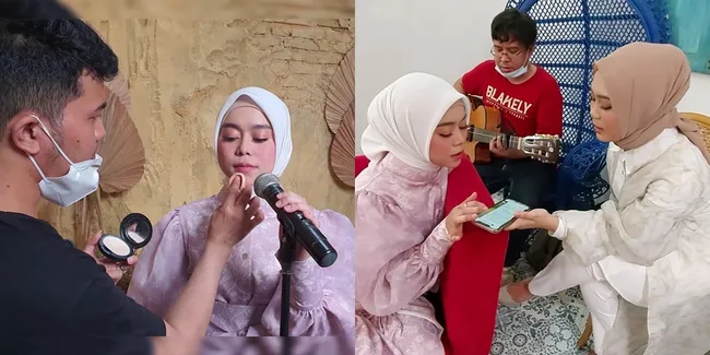 8 Potret Kompak Lesti dan Selfi di Balik Layar 'Bismillah Cinta' Versi Dangdut - Duet Sang Juara yang Hanya Butuh Satu Kali Take Vocal!