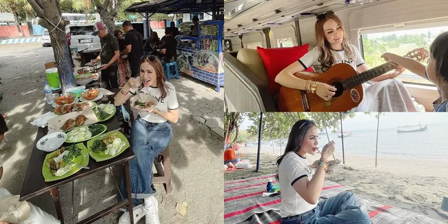8 Potret Liburan Sederhana Ala Momo Geisha, Naik Bus hingga Perahu Bersama Keluarga - Asyik Makan Lesehan Beralaskan Tikar