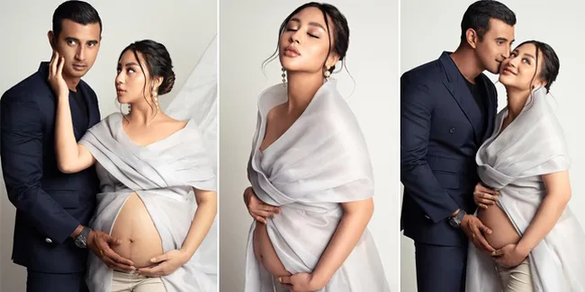 8 Potret Margin Istri Ali Syakieb Pamer Bare Baby Bump yang Sudah Besar di Maternity Shoot Terbaru