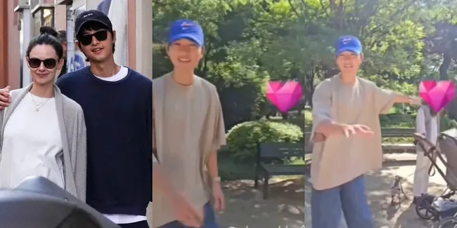 8 Potret Momen Song Joong Ki Melindungi Istri dan Anaknya Saat Jalan-Jalan