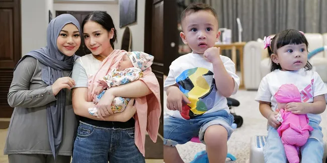 8 Potret Nagita Slavina Jenguk Baby Azura, Interaksi Gemas Cipung & Ameena Bikin Salfok