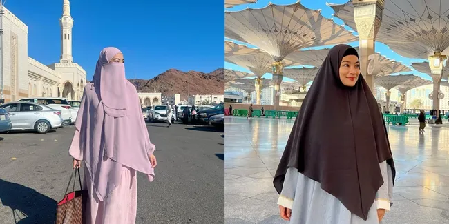 8 Potret OOTD Titi Kamal Selama Umroh, Berhijab hingga Bercadar Namun Tetap Cantik - Banjir Pujian dan Doa