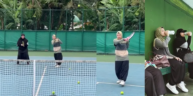 8 Potret Outfit Natasha Rizky Kala Main Tenis Jadi Sorotan, Adem Sekali Tetap Syar'i - Panen Pujian