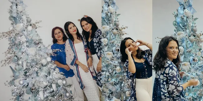 8 Potret Perayaan Natal Marsha Aruan, Seru Serba Biru - Penuh Tawa Bahagia