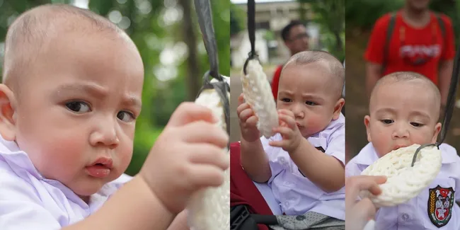 8 Potret Rayyanza Jadi Anak SD dan Ikut Lomba Makan Kerupuk, Lirikan Pedasnya Bikin Gemas!