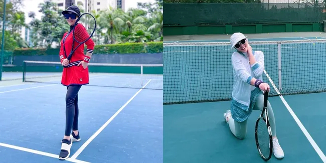 8 Potret Syahrini Main Tenis di Singapura, Selalu Tampil Cetar Pakai Outfit Bak ABG