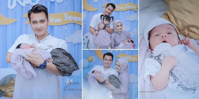 8 Potret Tasyakuran Aqiqah Baby Khan Putra Kedua Eza Gionino, Dekorasinya Cantik dan Serba Biru