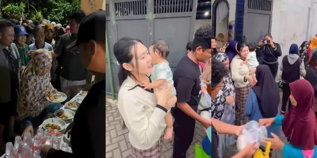 8 Potret Via Vallen Sahur Bareng & Berbagi Hampers Lebaran Bersama Tetangga Satu Kampung, Disambut Antusias Warga