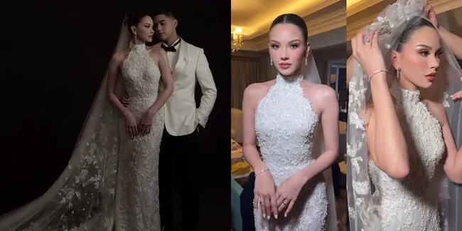9 Potret Detail Dress Alyssa Daguise di Intimate Dinner Pernikahan dengan Al Ghazali