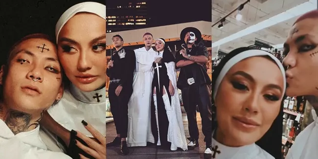 9 Potret Agnez Mo Rayakan Halloween Bareng Adam Rosyadi, Pamer Kemesraan Kecup Sang Pacar - Kostum Dengan Unsur Keagamaan Jadi Sorotan