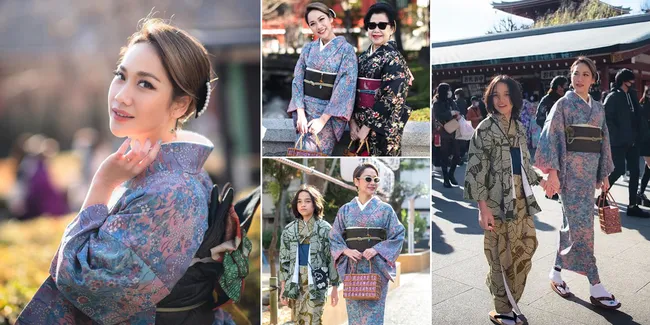 9 Potret Cantik Bunga Citra Lestari Pakai Kimono Saat Liburan Bareng Noah Sinclair di Jepang
