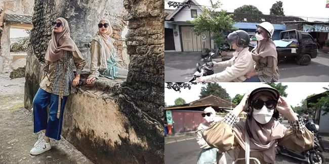 9 Potret Shireen Sungkar Dibonceng Zaskia Adya Mecca Naik Motor Keliling Yogyakarta, Lupa Lepas Helm Saat Turun