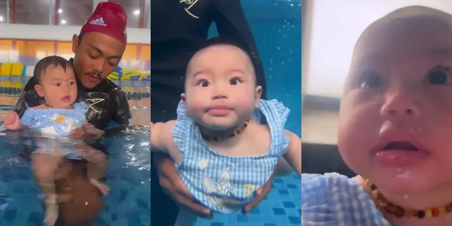 Baru Usia 9 Bulan, 8 Potret Baby Bible Anak Felicya Angelista Belajar Menyelam Pertama Kali - Wajah Lucu Dalam Air Bikin Gemas
