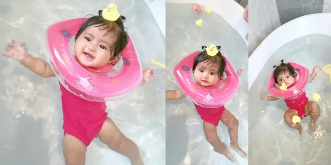 Belajar Renang, 8 Potret Dek Cunda Anak Denny Caknan dan Bella Bonita Gembira - Main Air di Bak Mewah