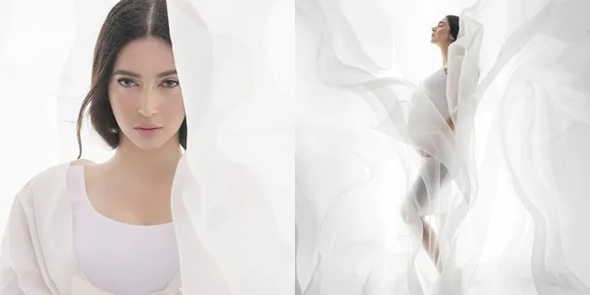 Berbalut Putih, Maternity Photoshoot Nabila Syakieb Hamil 6 Bulan